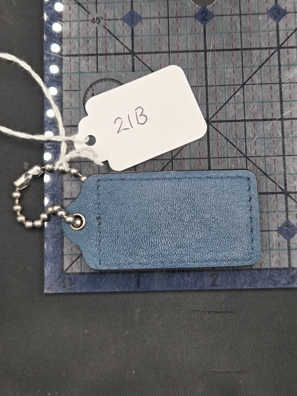 Coach Blue Leather Tag Keychain - Picture 2 of 2
